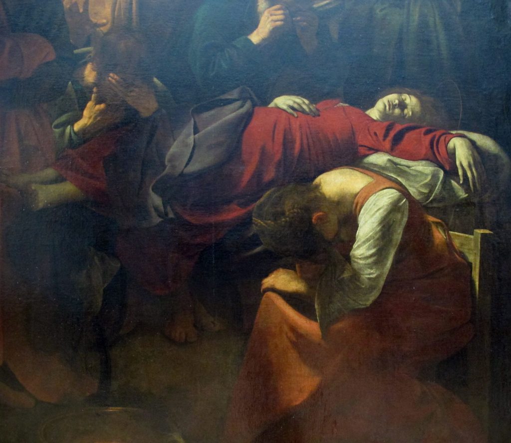 Caravaggio, morte della vergine, 1601-1606